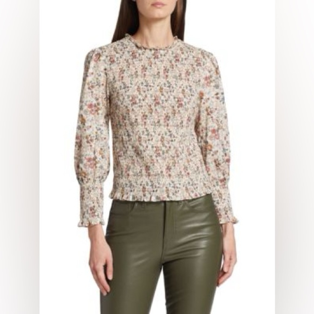 Veronica Beard Floral Blouse - Cream and Pink